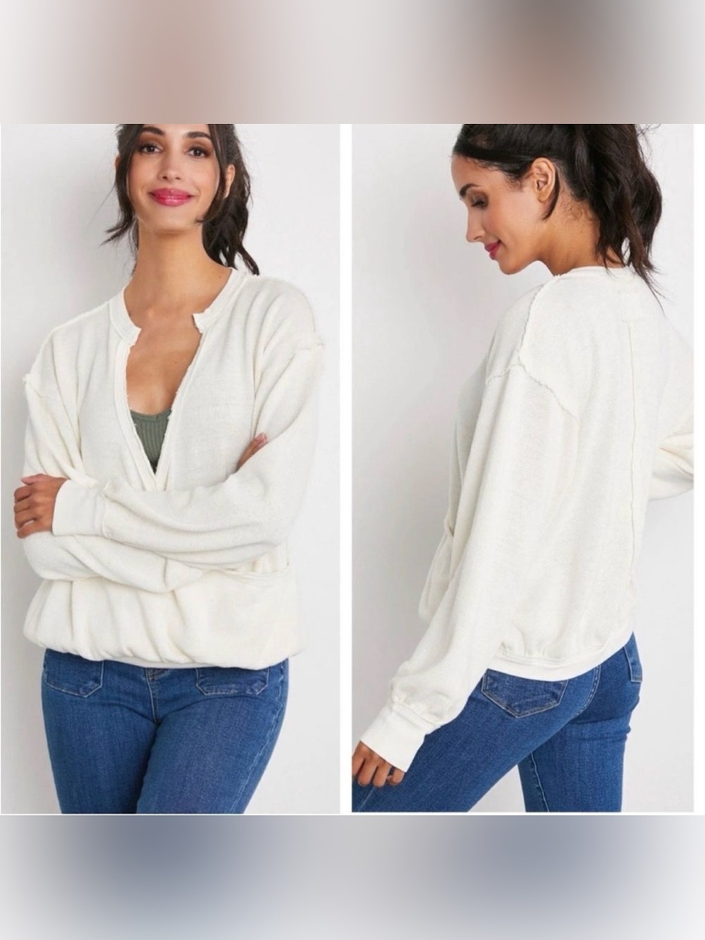 Free People Anyway Textured Tee In Gardenia